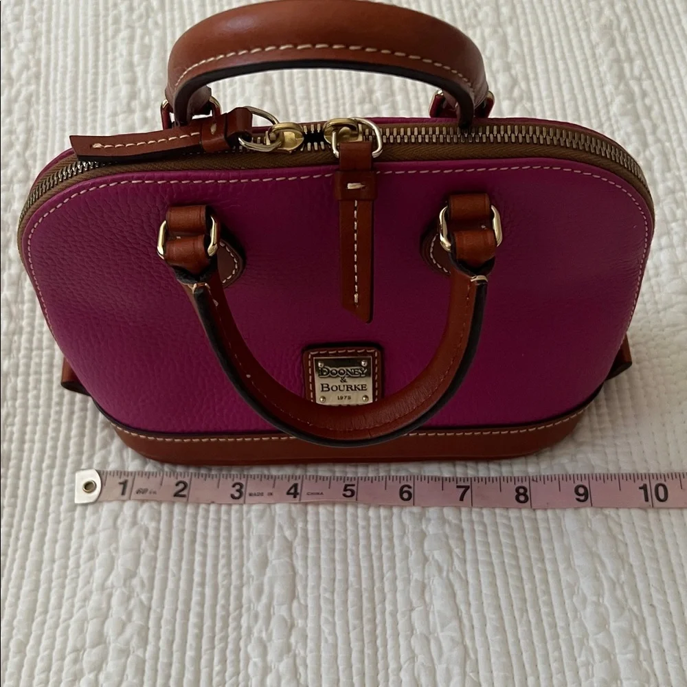 Dooney & Bourke Fuchsia and Brown Satchel - Picture 9 of 9